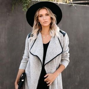 VICI Seattle Faux Leather Contrast Knit Jacket. Size SMALL. NEVER WORN